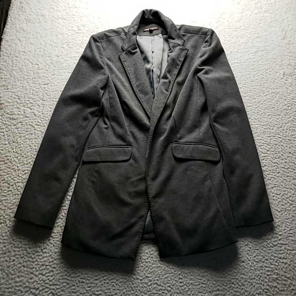 Adrienne Vittadini Studio Blazer Jacket Womens 10 Gray Knit Lined Career Stretch